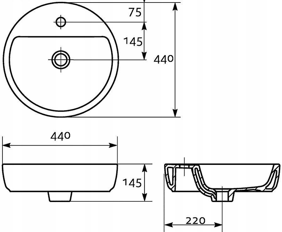 CERSANIT Umywalka Caspia 44 Ring