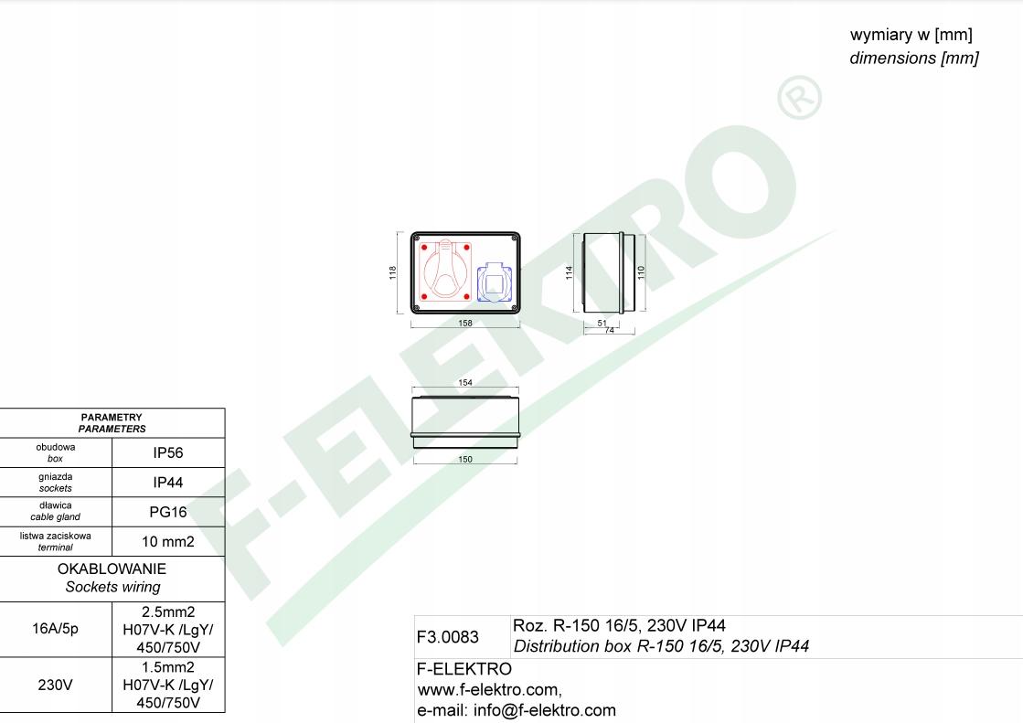 ONNLINE Rozdzielnica R-150 16/5, 250V ONNLINE POWER