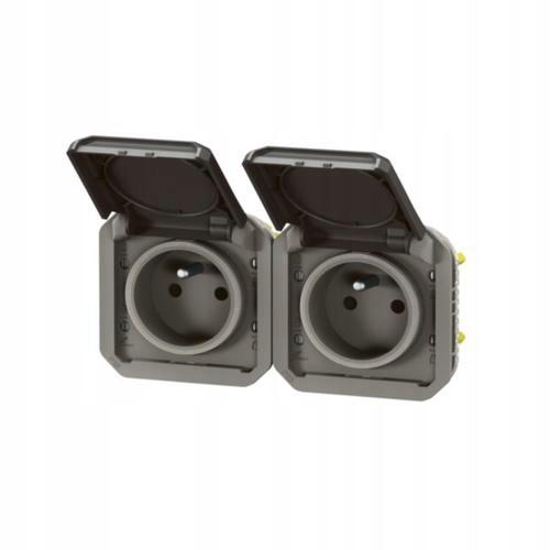 Gniazdo podwójne z uziemieniem 2x2P+Z, poziome, mechanizm 16A-250V~- antrac