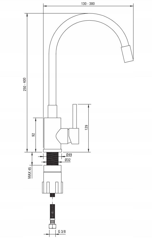 DEANTE Bateria zlewozmywakowa LUNO stal-beż z elastyczną wylewką