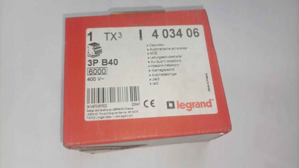 LEGRAND Wyłącznik nadprądowy S 303 3P B 40A 6000A TX3
