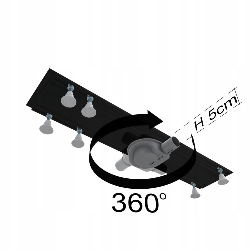 Odpływ liniowy Base-Low Black Standard Plus 80x8x7 z maskownicą Black Steel