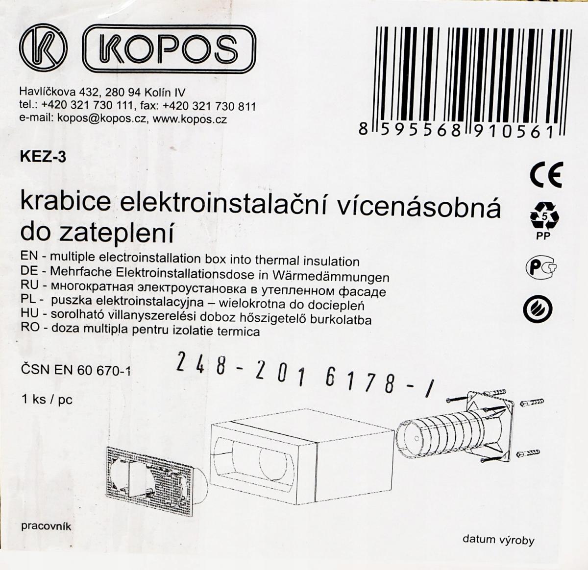 KOPOS PUSZKA DO DOCIEPLEŃ KEZ-3 200 mm KB (3xGNIAZDO)