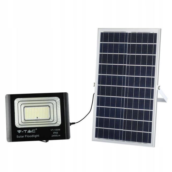 Projektor LED Solarny V-TAC 35W Czarny IP65, Pilot, Timer VT-100W 4000K 245