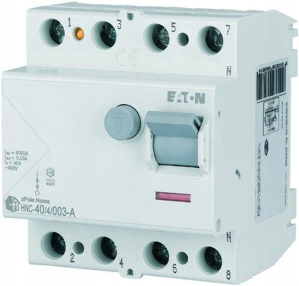 EATON Wyłącznik różnicowoprądowy 6kA typ A HNC-40/4/003-A
