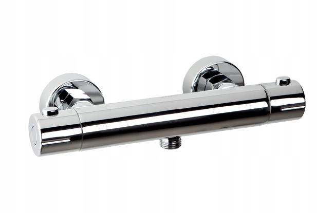 Bateria wannowa Estill Round ścienna dwuotworowa termostatyczna chrom