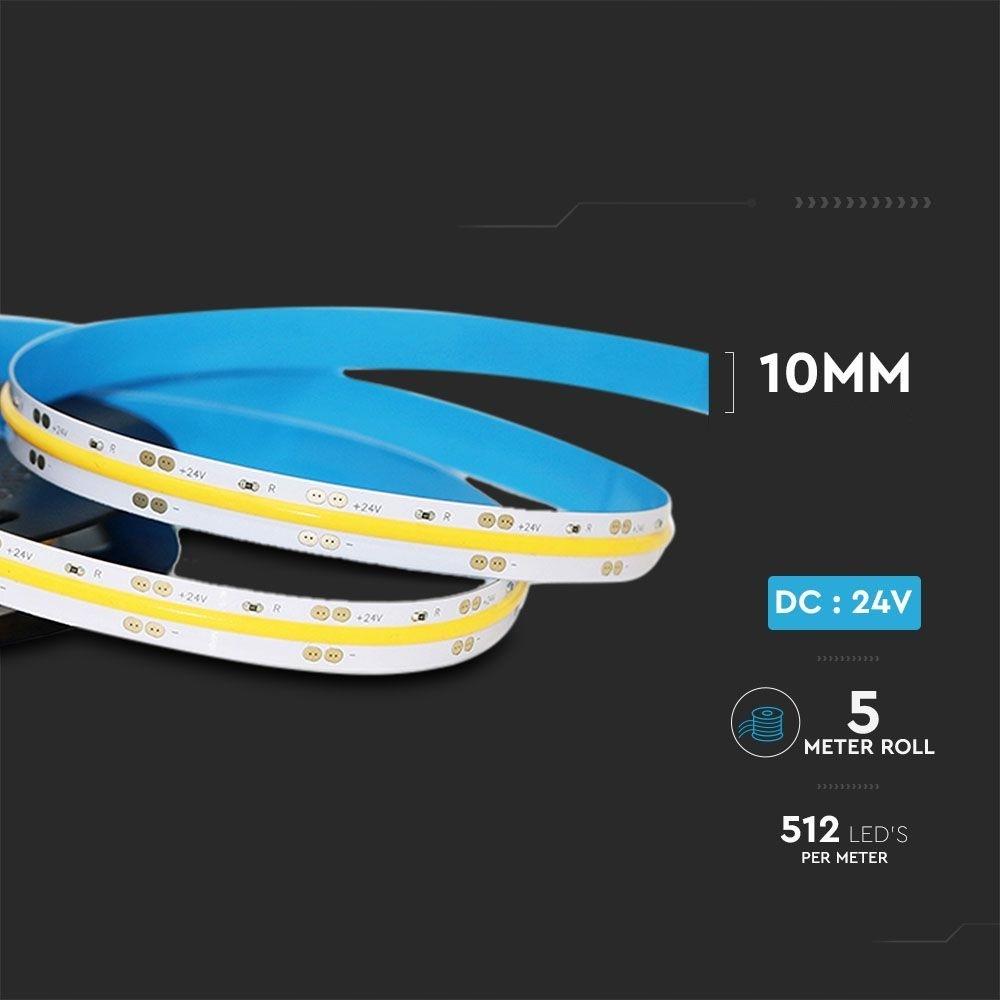 V-TAC Taśma LED COB 512LED / 24V / CRI90+ A++ 12W / m VT-512 4000K / 1000lm