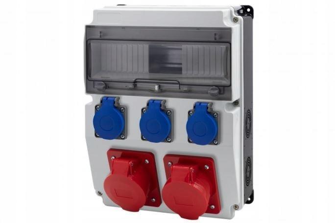 Rozdzielnica CAJA 12M BICOLOR - gniazda 16A 5p, 32A 5p, 3x230V, 12 modułów,