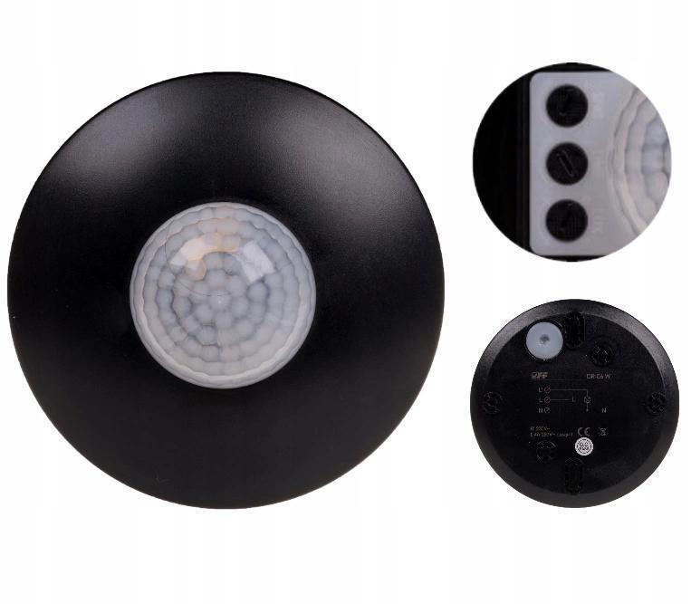 F&F Czujnik ruchu PIR, IP40, sufitowy, 360°, 4A, 24V, czarny DR-06B-24V