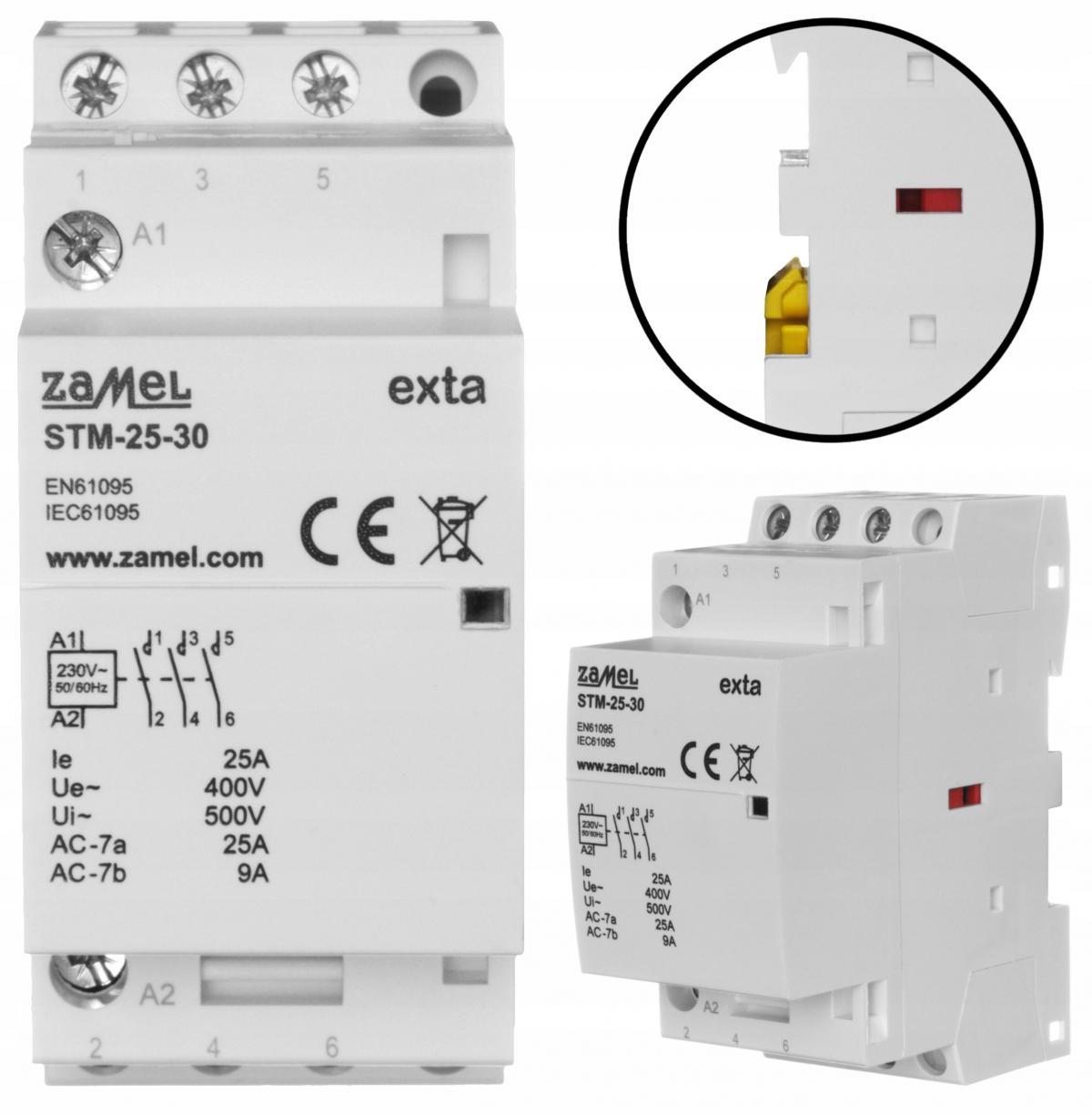 ZAMEL Stycznik modułowy instalacyjny 25A, 3xNO, 230V AC STM-25-30