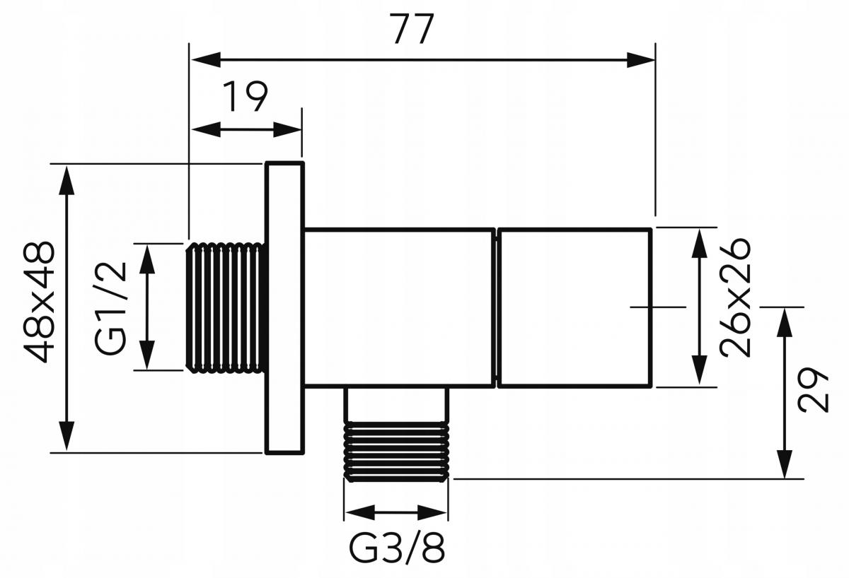 FERRO Zawór kątowy QUADRO podłączeniowy G1-2 x 3-8, czarny