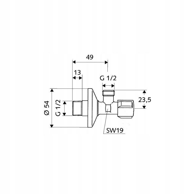 Zawór kątowy regulacyjny Comfort 1/2x1/2 chrom z ASAG