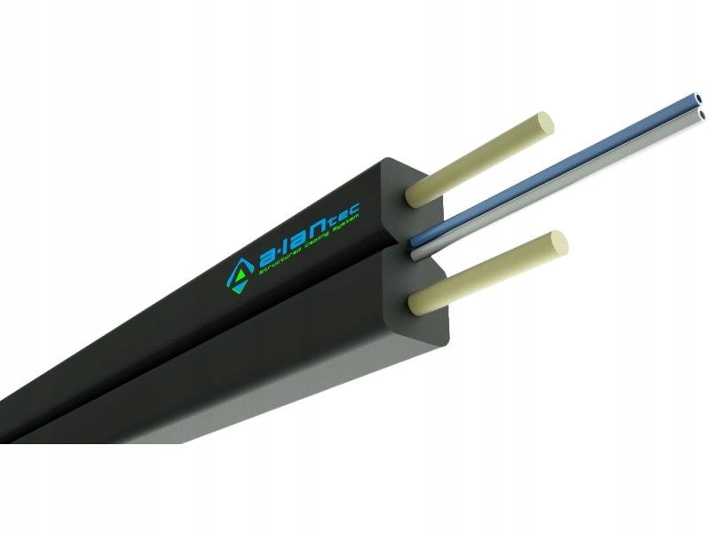 A-LAN Kabel światłowodowy FTTH płaski SM 2J 9/125 LSOH czarny - ALANTEC