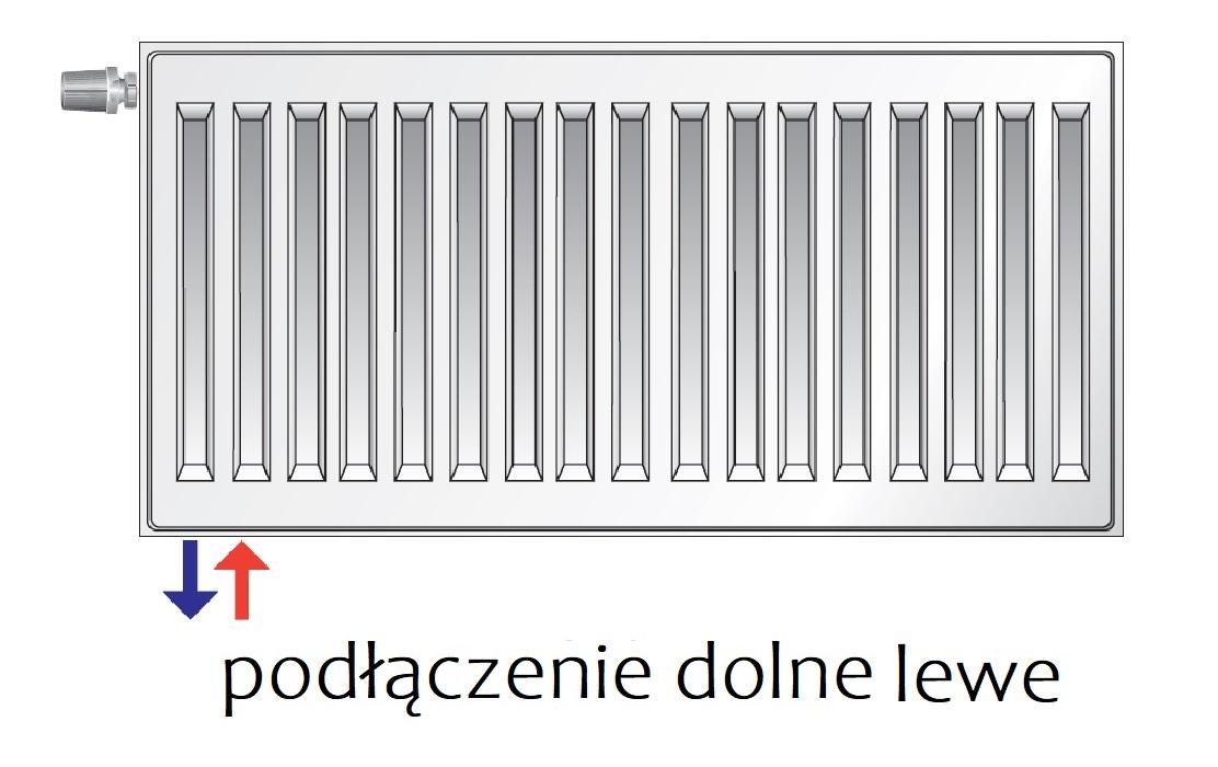 Polski grzejnik stalowy PURMO CV11 300x1000 DOLNY LEWY GRAFIT SZARY R 7024