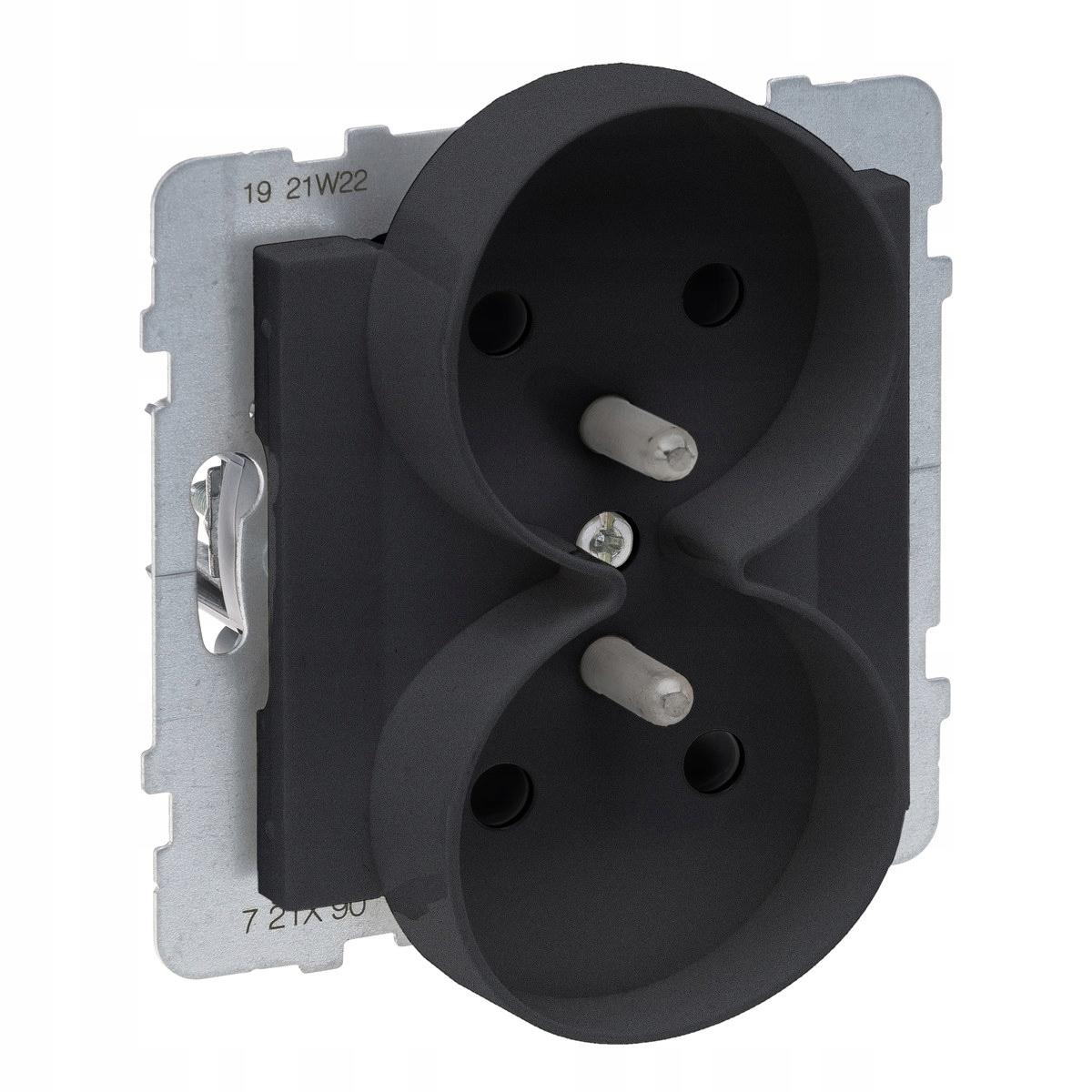 Gniazdo 2X2P+Z z przesłoną - 16 A - 250 V~ - zaciski automatyczne - możliwo