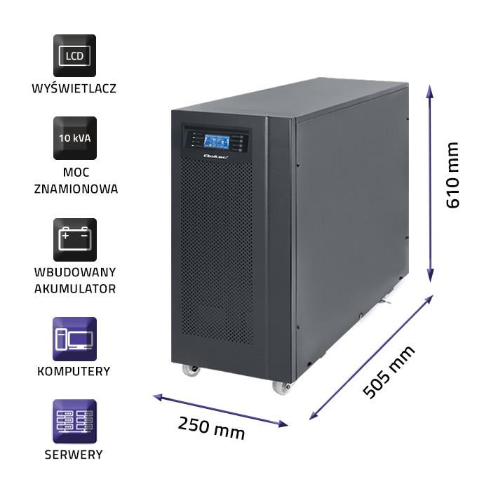 QOLTEC Zasilacz awaryjny UPS On-line Pure Sine Wave 10kVA 8kW LCD USB