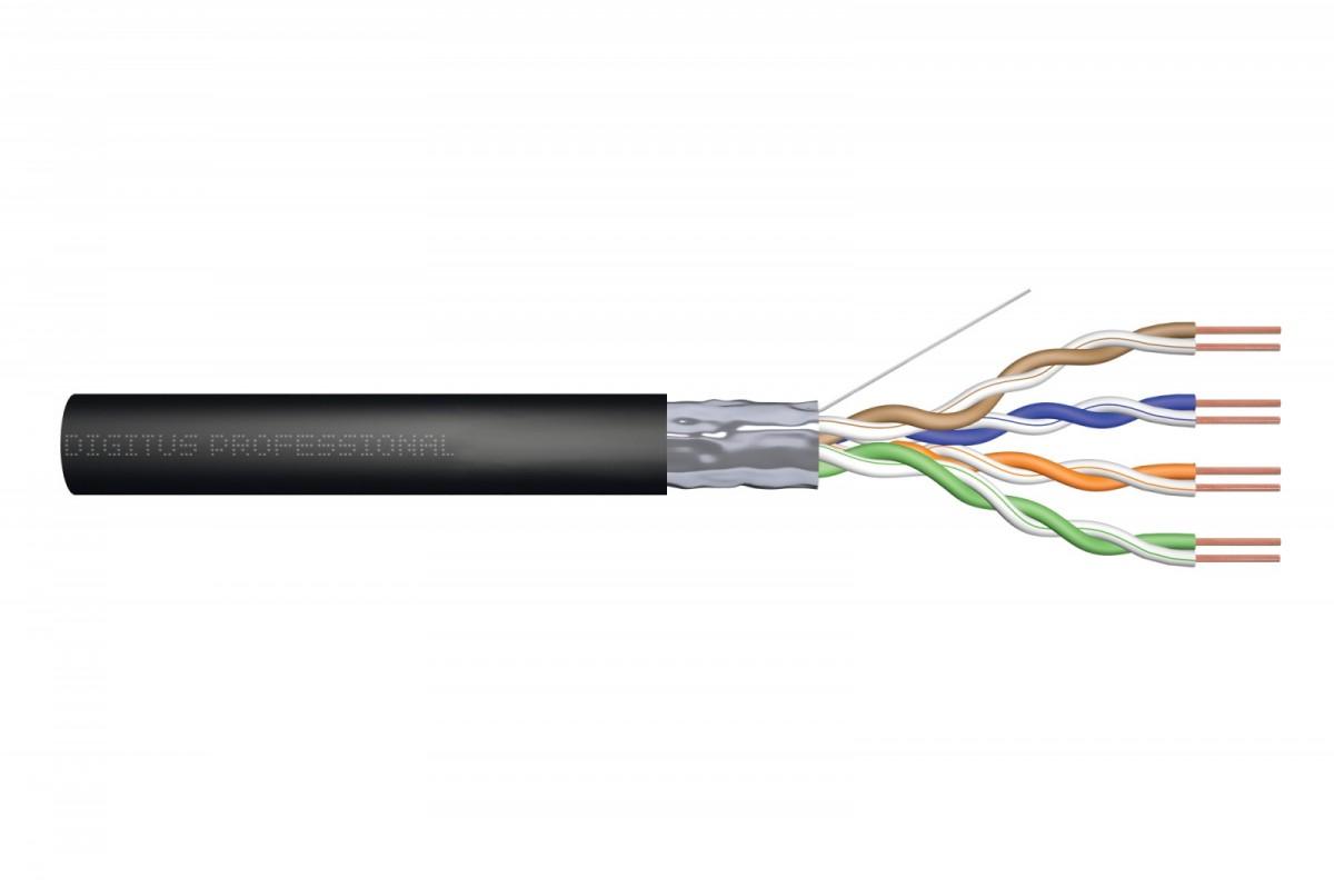 Kabel instalacyjny zewnętrzny żelowany DIGITUS kat .6, F/UTP, AWG 23/1, PE,