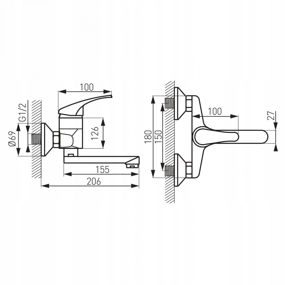 FERRO Bateria umywalkowa Basic ścienna chrom