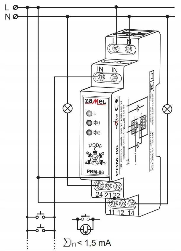 ZAMEL Przekaźnik bistabilny sekwencyjny 230V AC PBM-06