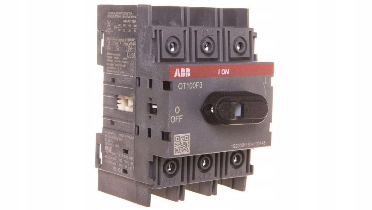 ABB OT100F3 Rozłącznik izolacyjny 100A, 3-biegunowy, bez wałka i rączki