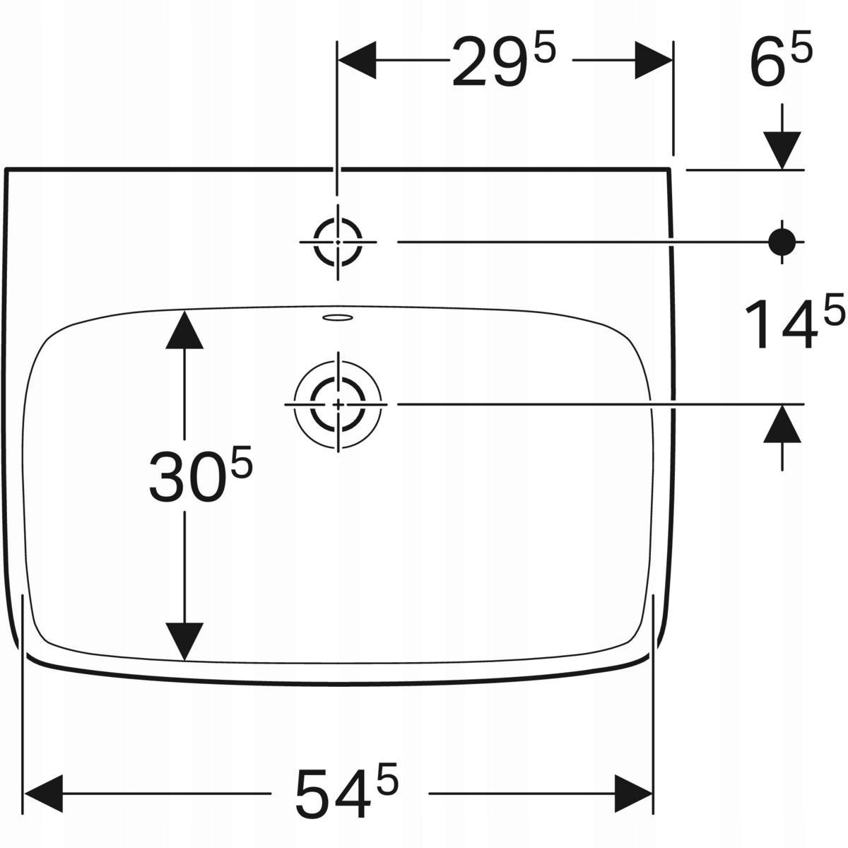 Umywalka Selnova Square B60 cm, H18 cm, T46 cm, z przelewem, z otworem na b