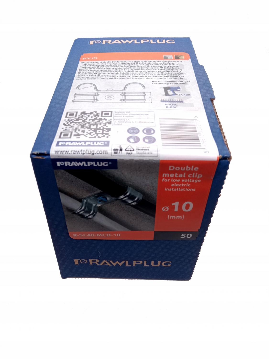 RAWLPLUG Uchwyt stalowy do kabli, ocynkowany, podwójny, średnica 10 mm
