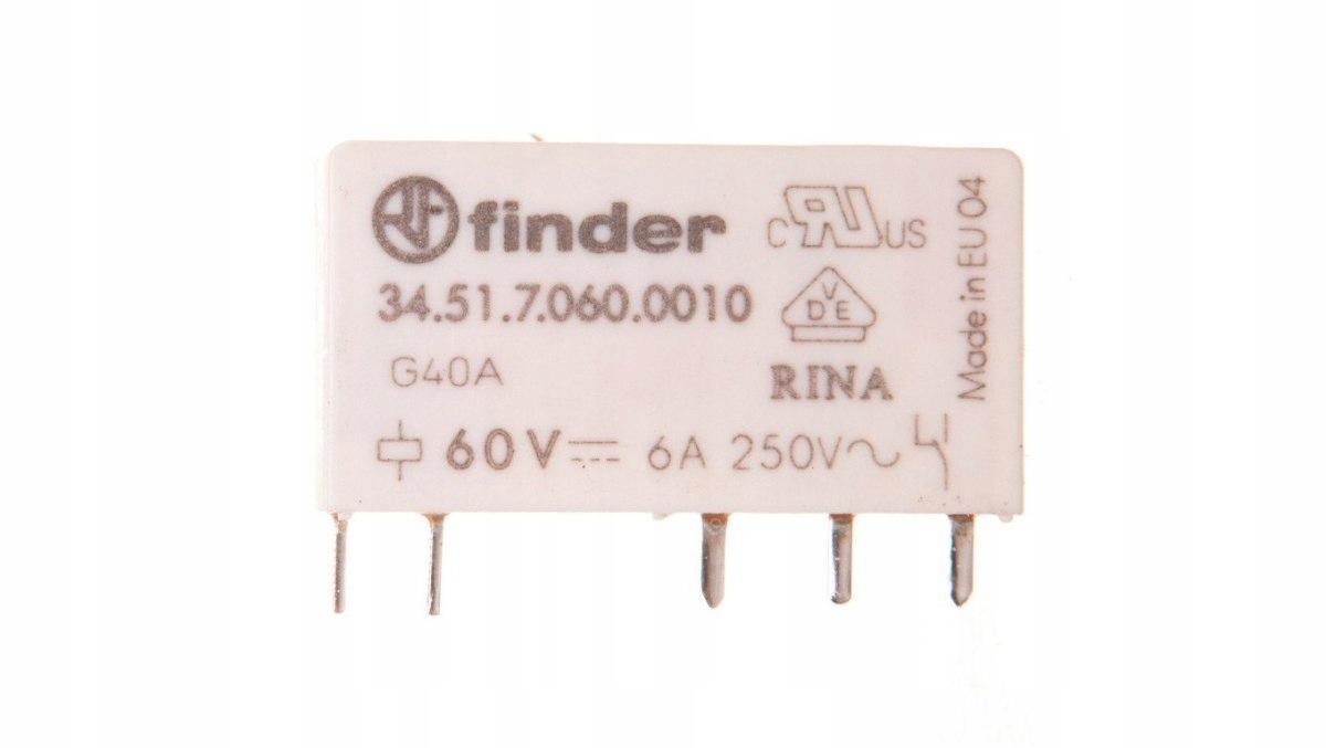 FINDER 34.51.7.060.0010 Przekaźnik 1P 6A 60V DC