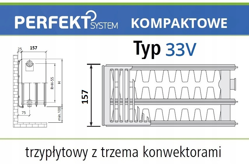 GRZEJNIK PERFEKT STYLE LINE CV33 300x1600 Typ V 33 Prawy