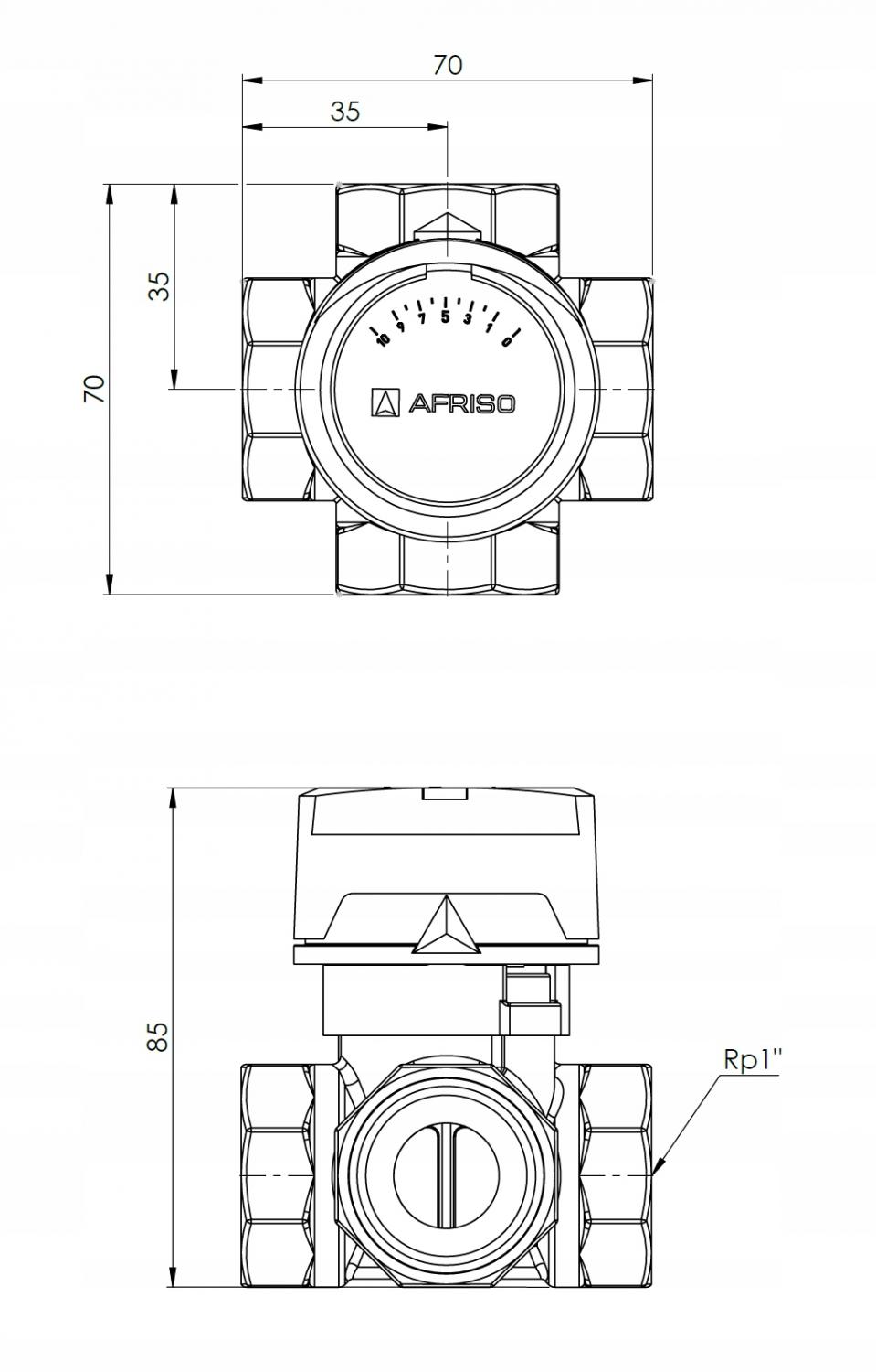 Zawór mieszający 4-drogowy obrotowy ARV 484 ProClick, DN25, Rp1, Kvs 9 m3/h
