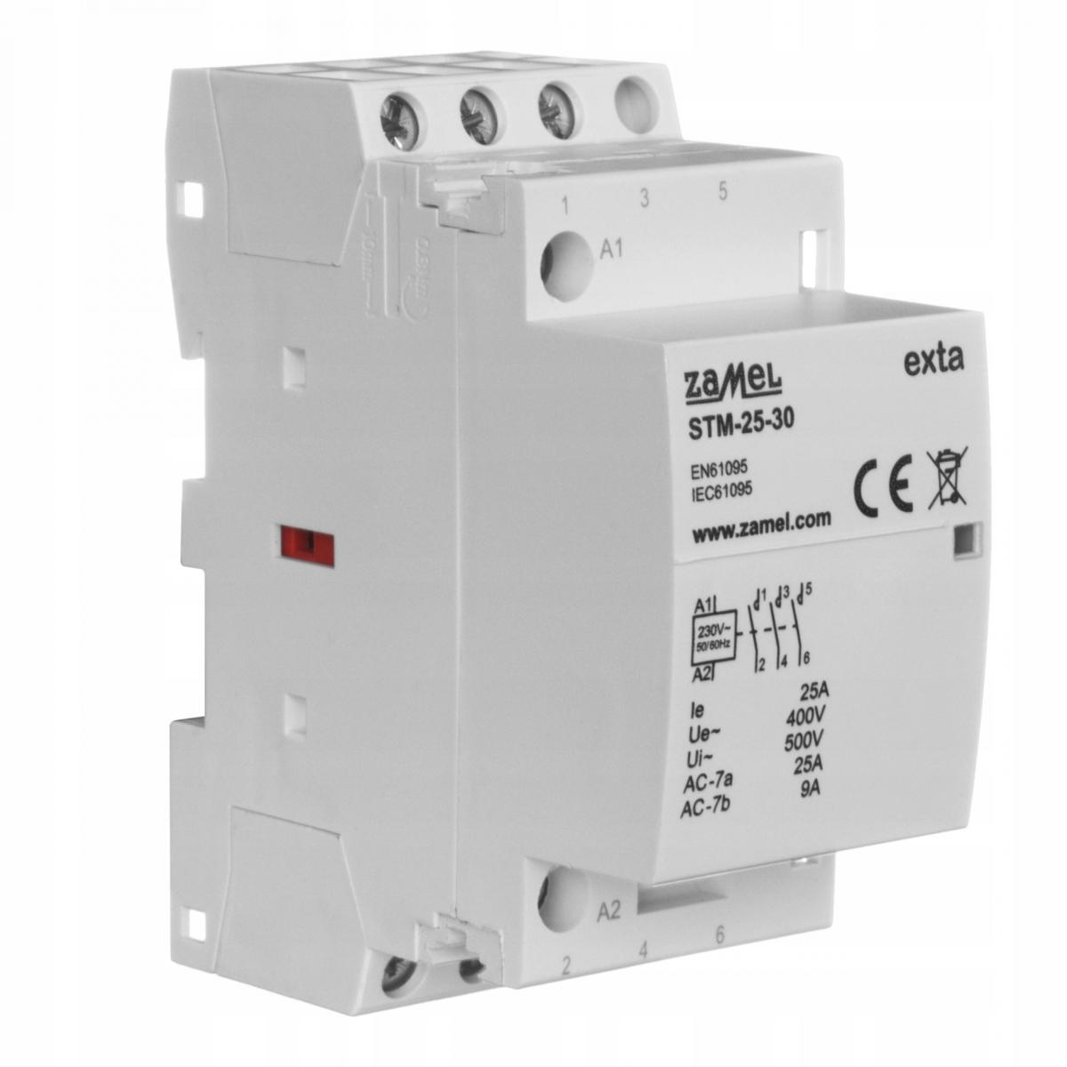ZAMEL Stycznik modułowy instalacyjny 25A, 3xNO, 230V AC STM-25-30