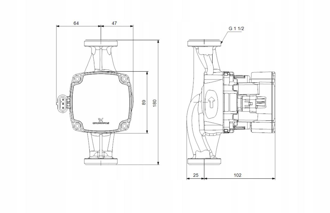 Pompa obiegowa 1 x 220-240 V, 9H GRUNDFOS ALPHA1 GO 25-40 180 z Bluetoot