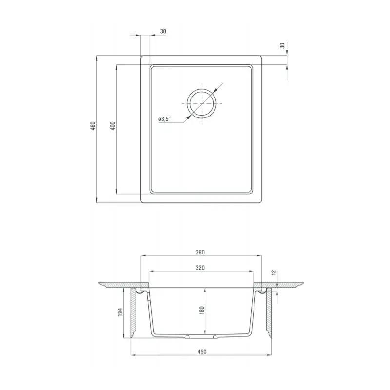 DEANTE Zlewozmywak granitowy 1-komorowy Corda podwieszany, nero