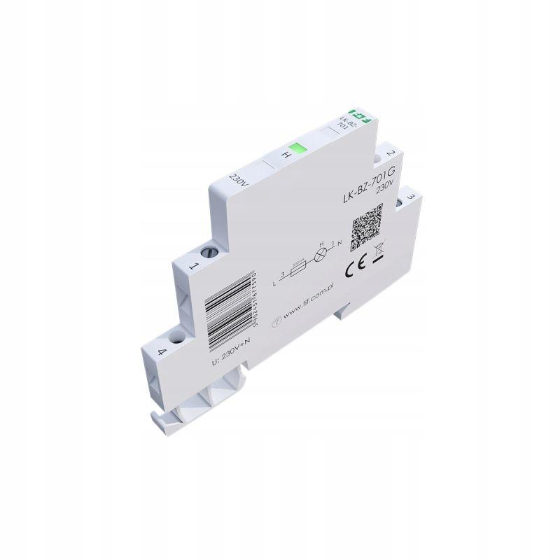 Lampka kontrolna zasilania z zabezpieczeniem LK-BZ-701G 1/3S 230V 1xLED ZIE
