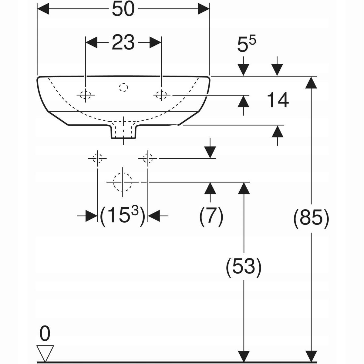 Umywalka kompaktowa Selnova B50 cm, H18 cm, T41 cm, z przelewem, z otworem