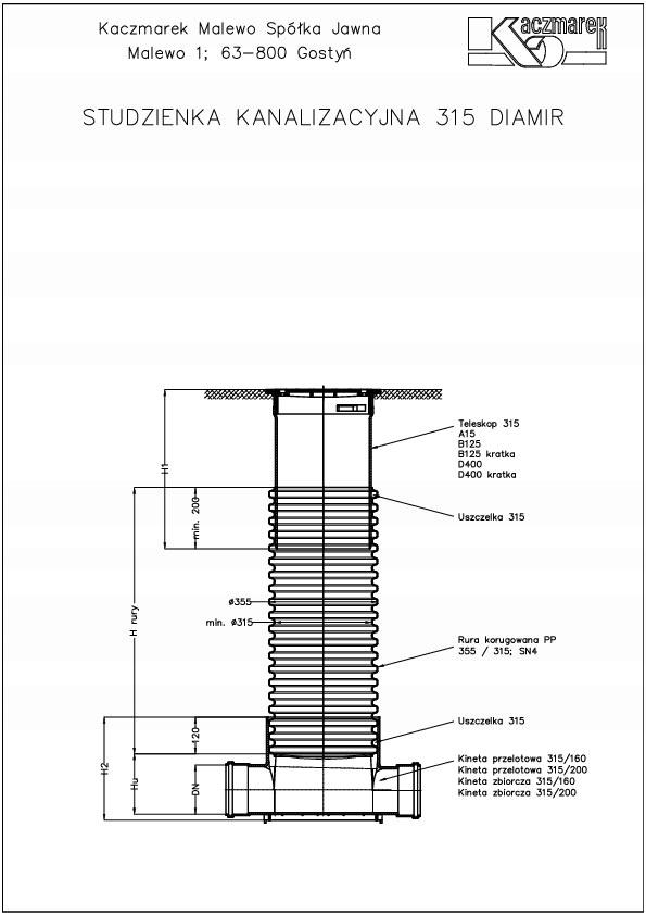 Rura PP trzonowa/wznosząca DN/ID 315x3000mm SN4, korugowana bezkielichowa,