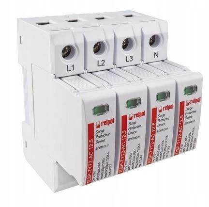 Ogranicznik przepięć typ T1+T2, 4 bieguny, Limp: 12,5 kA (10/350), In: 30kA