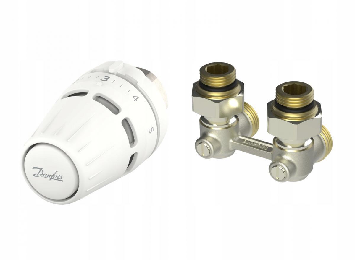Zestaw termostatyczny Danfoss z głowicą Regus M30x1.5 + RLV-KB 1/2 kątowy
