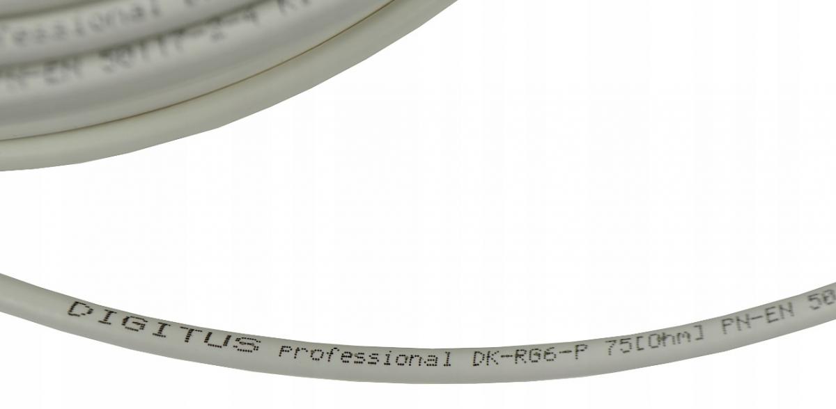 Kabel koncentryczny DIGITUS RG-6, 75 Ohm, ekran (2 x folia +oplot 77%), Eca