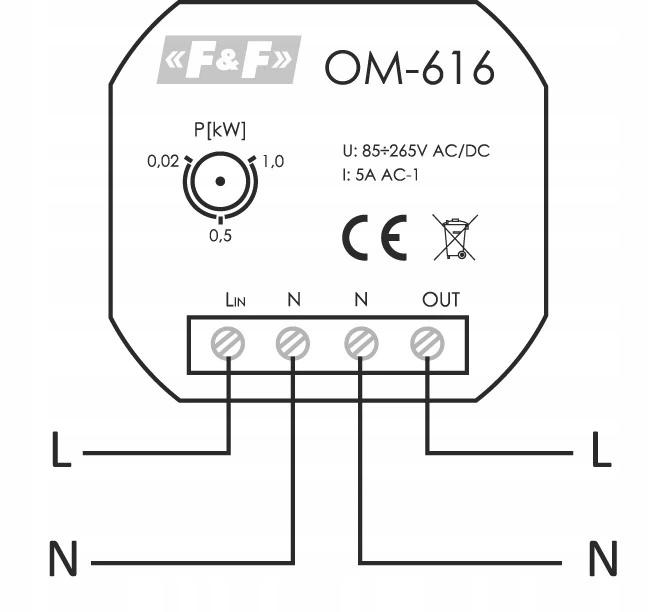 F&F Ogranicznik poboru mocy, montaż podtynkowy OM-616