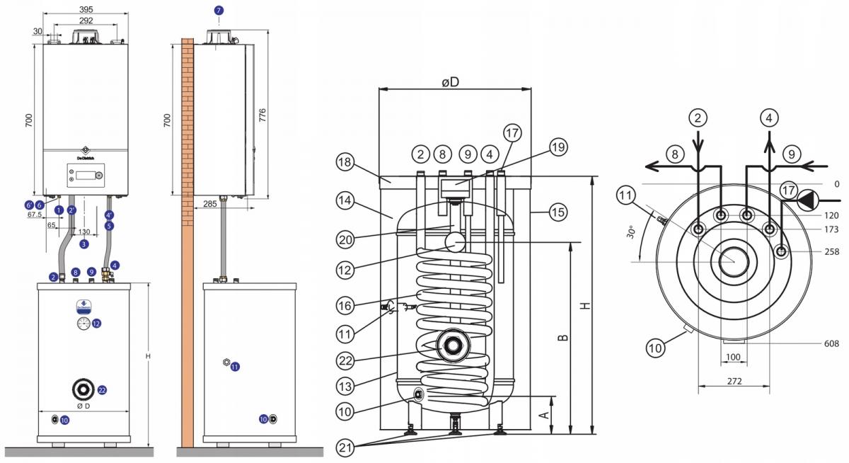 Kocioł gazowy kondensacyjny DE DIETRICH MCR4 24 z zasobnikiem SRK 150 MG