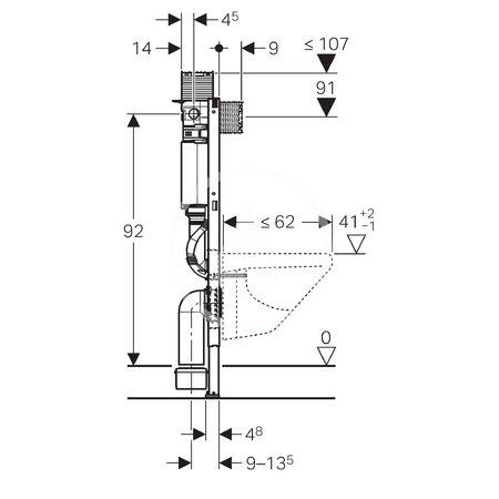 Stelaż do WC spłukiwanie 2/4 L GEBERIT Duofix Omega H98 500 x 120 x 980 mm