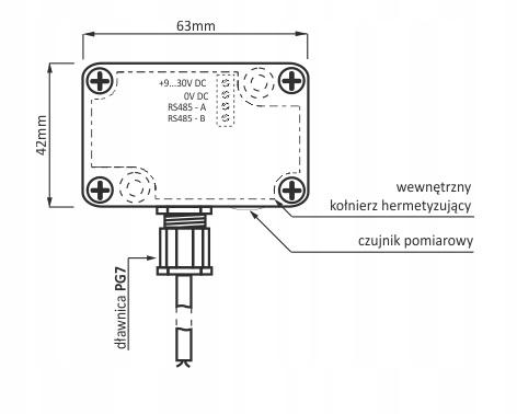 Przetwornik wilgotności i temperatury, modbus rtu, 9-30v, 0-100%rh, MAX-MB-
