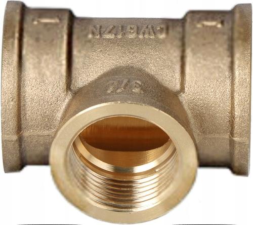 Trójnik redukcyjny mosiężny 1x3/4x1 żółty