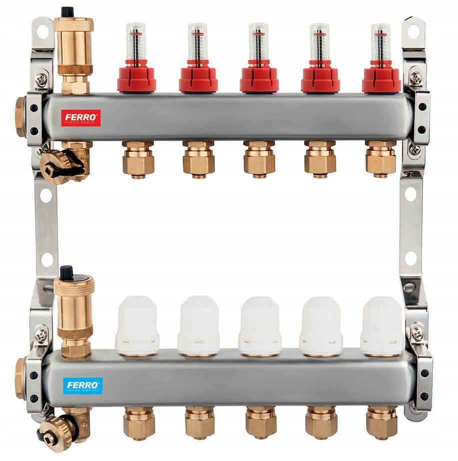 Rozdzielacz 7-ob FERRO RED INOX Premium PEX