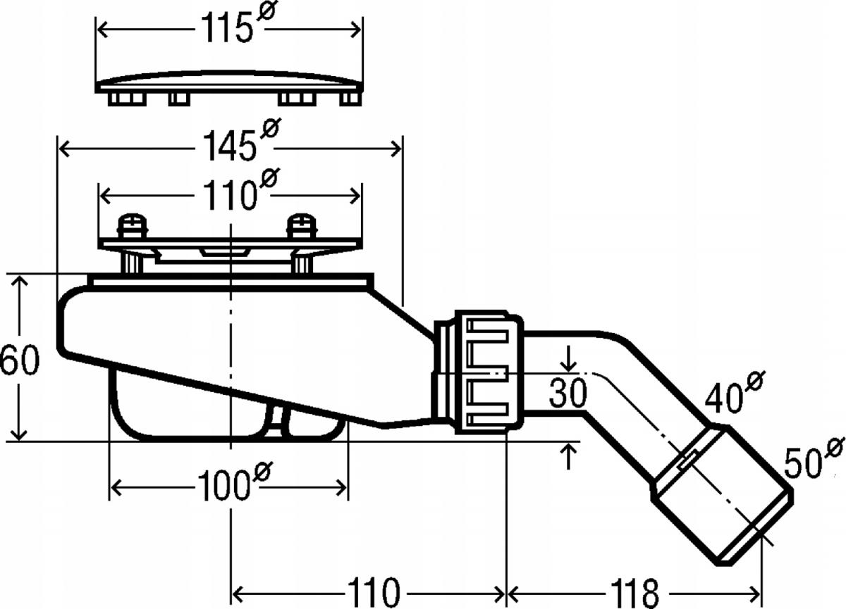 Syfon brodzikowy TEMPOPLEX 115 x 40/50 (S)