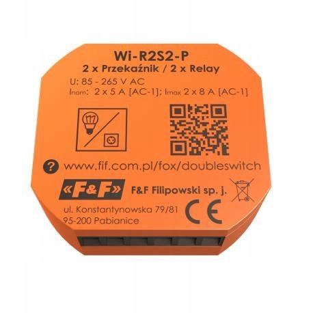 F&F 2KANAŁOWY PRZEKAŹNIK Wi-Fi 230V DOUBLE SWITCH FOX