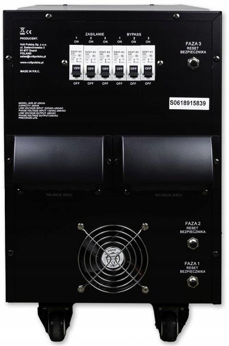 VOLT Stabilizator napięcia trójfazowy AVR PRO 25000VA 3% SERVO 3-F
