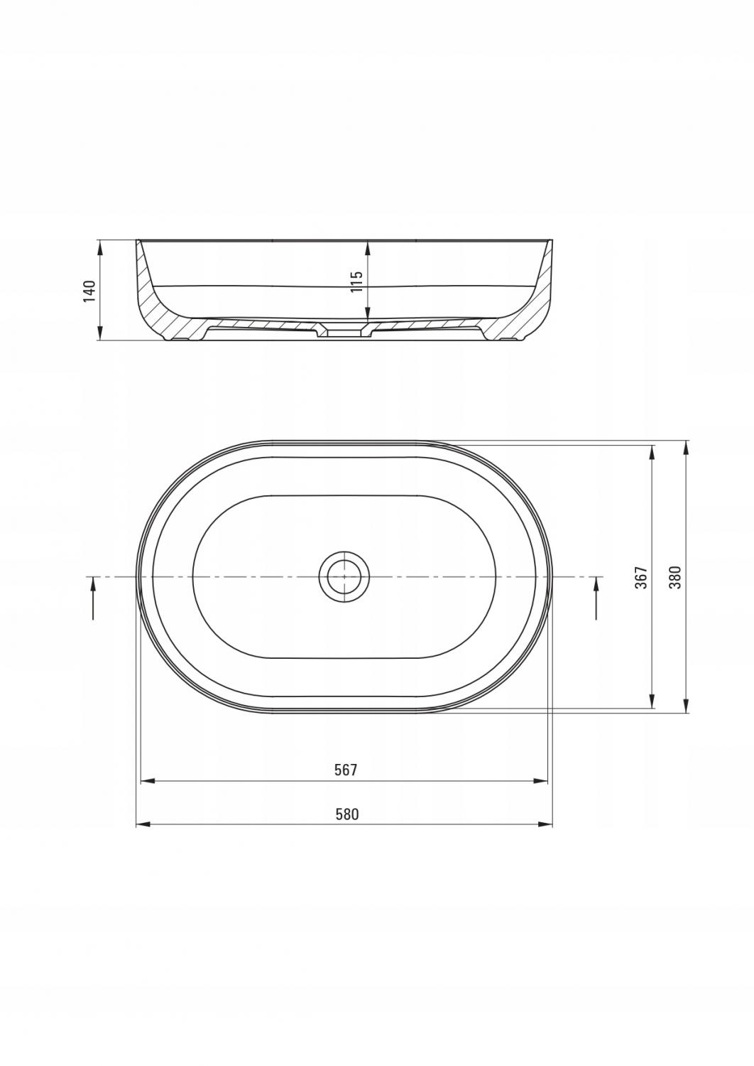DEANTE Umywalka nablatowa Round, owalna 58x38 cm