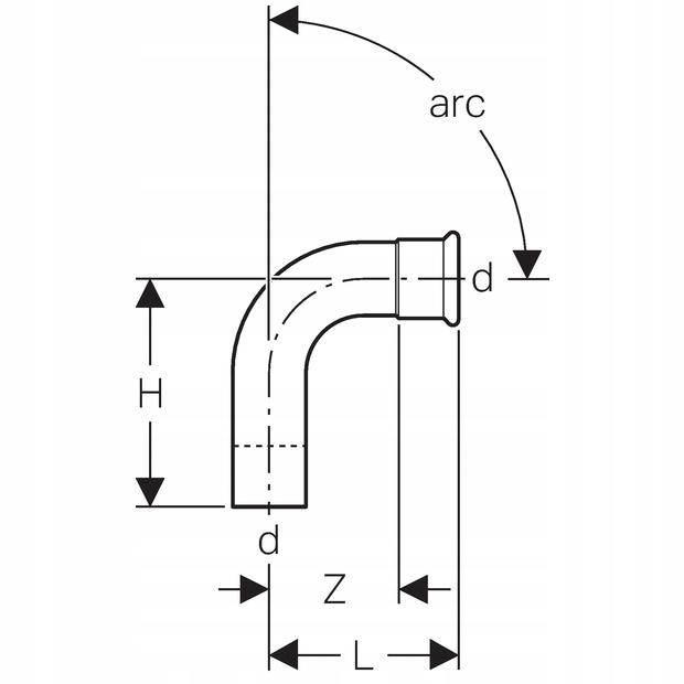 GEBERIT Kolano Geberit Mapress Edelstahl jednokielichowe 90° d15