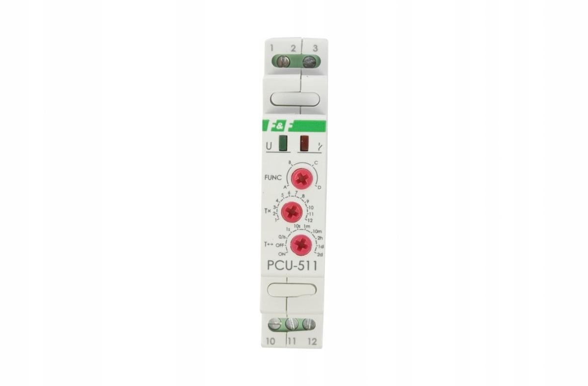 Przekaźnik czasowy PCU-511 wielofunkcyjny, styki:1P , U=230V, I=10A, 1 modu